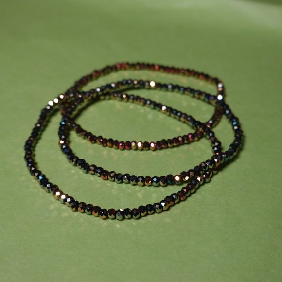 (NWT) Hematite (Green/Rainbow/Gold) Bead Bracelet Stack (3 Bracelets) - Picture 4 of 9